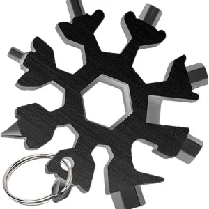 18-in-1 Multi-tool Snowflake | Bottle Opener | Stainless Keychain | Wrench Screwdriver | Black