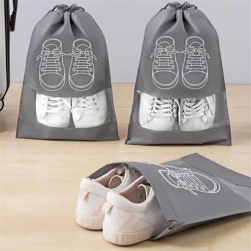 5pcs Shoe Storage Bag Thickened Non Woven Fabric Large Capacity Travel Waterproof Moistureproof