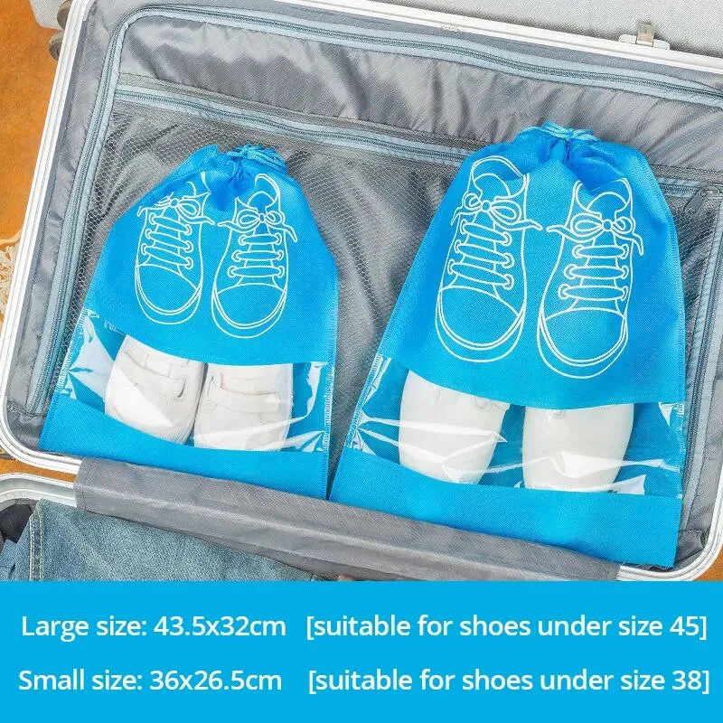 5pcs Shoe Storage Bag Thickened Non Woven Fabric Large Capacity Travel Waterproof Moistureproof