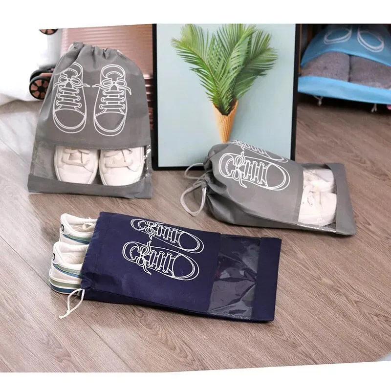 5pcs Shoe Storage Bag Thickened Non Woven Fabric Large Capacity Travel Waterproof Moistureproof