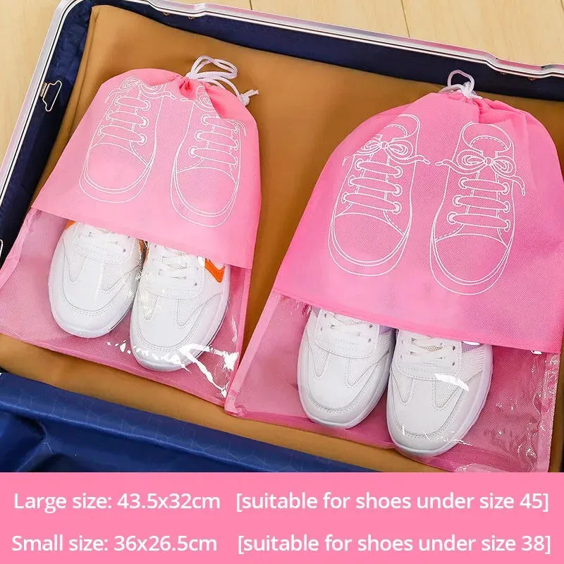5pcs Shoe Storage Bag Thickened Non Woven Fabric Large Capacity Travel Waterproof Moistureproof