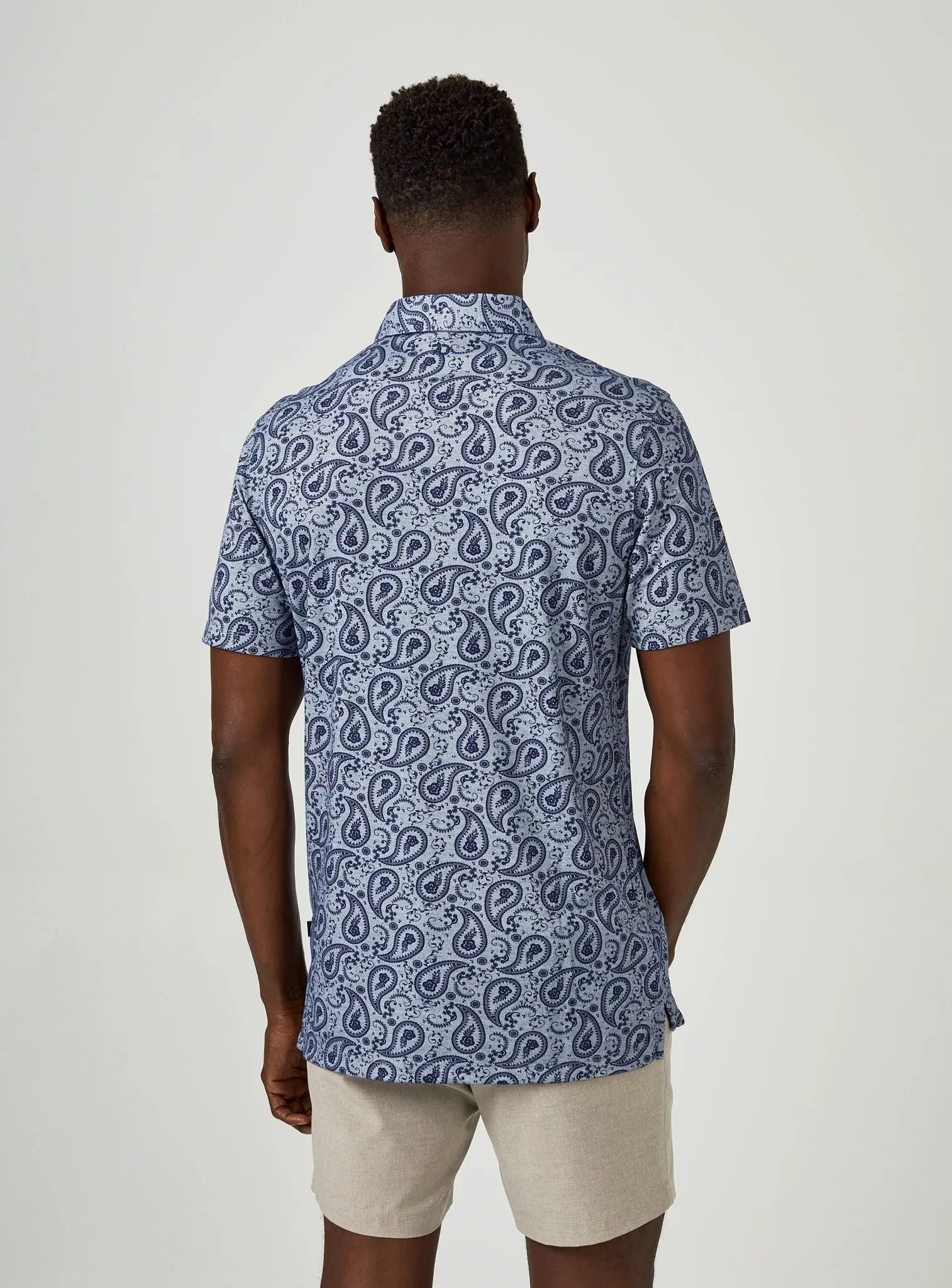 7 Diamonds Palmer Pima Polo In Steel Blue