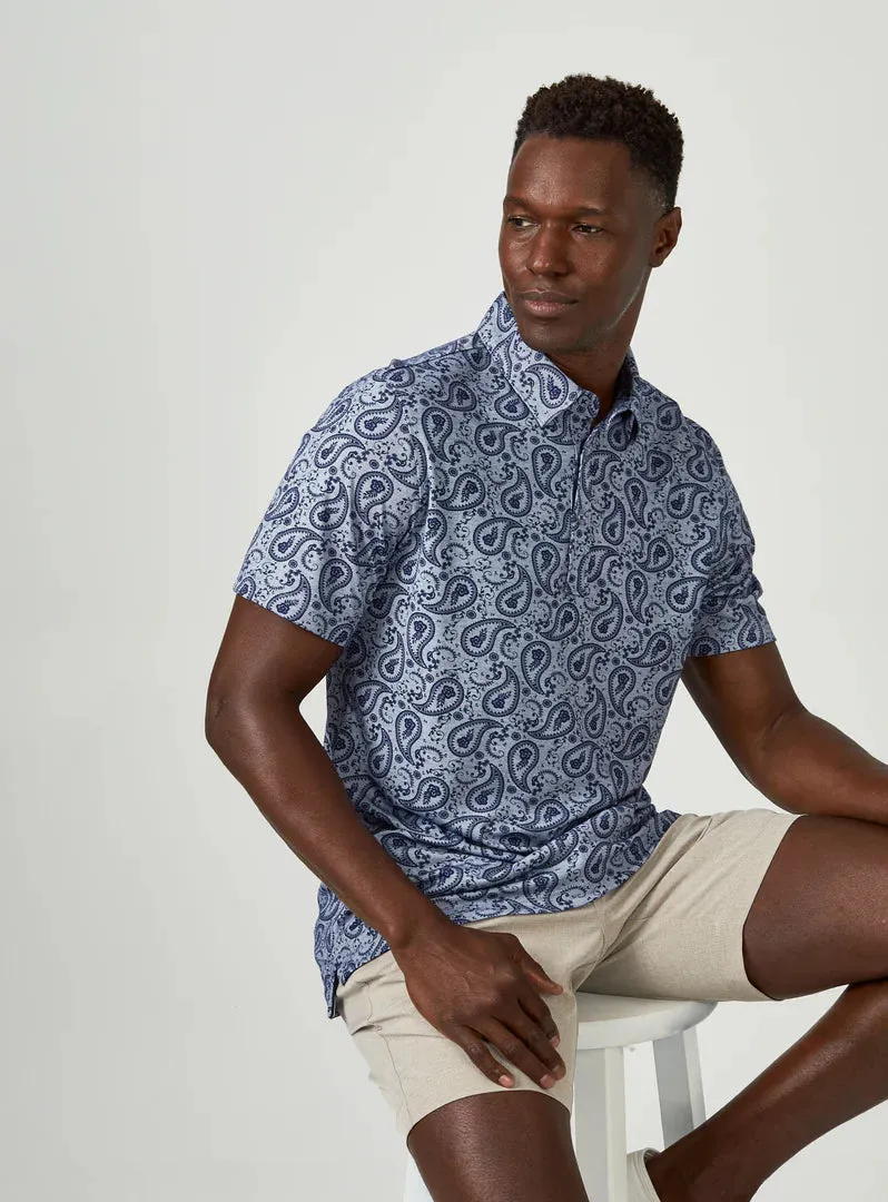 7 Diamonds Palmer Pima Polo In Steel Blue