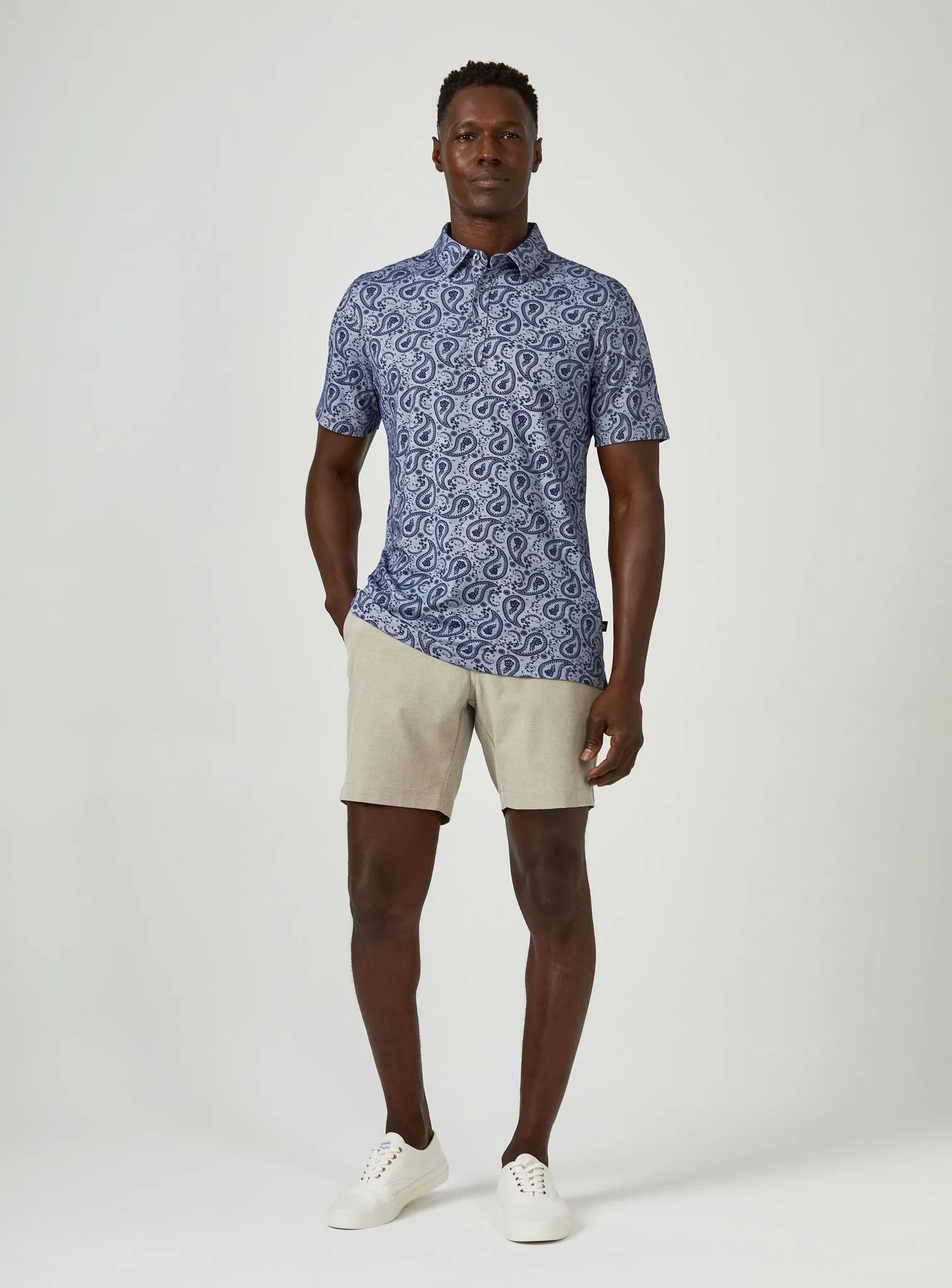 7 Diamonds Palmer Pima Polo In Steel Blue