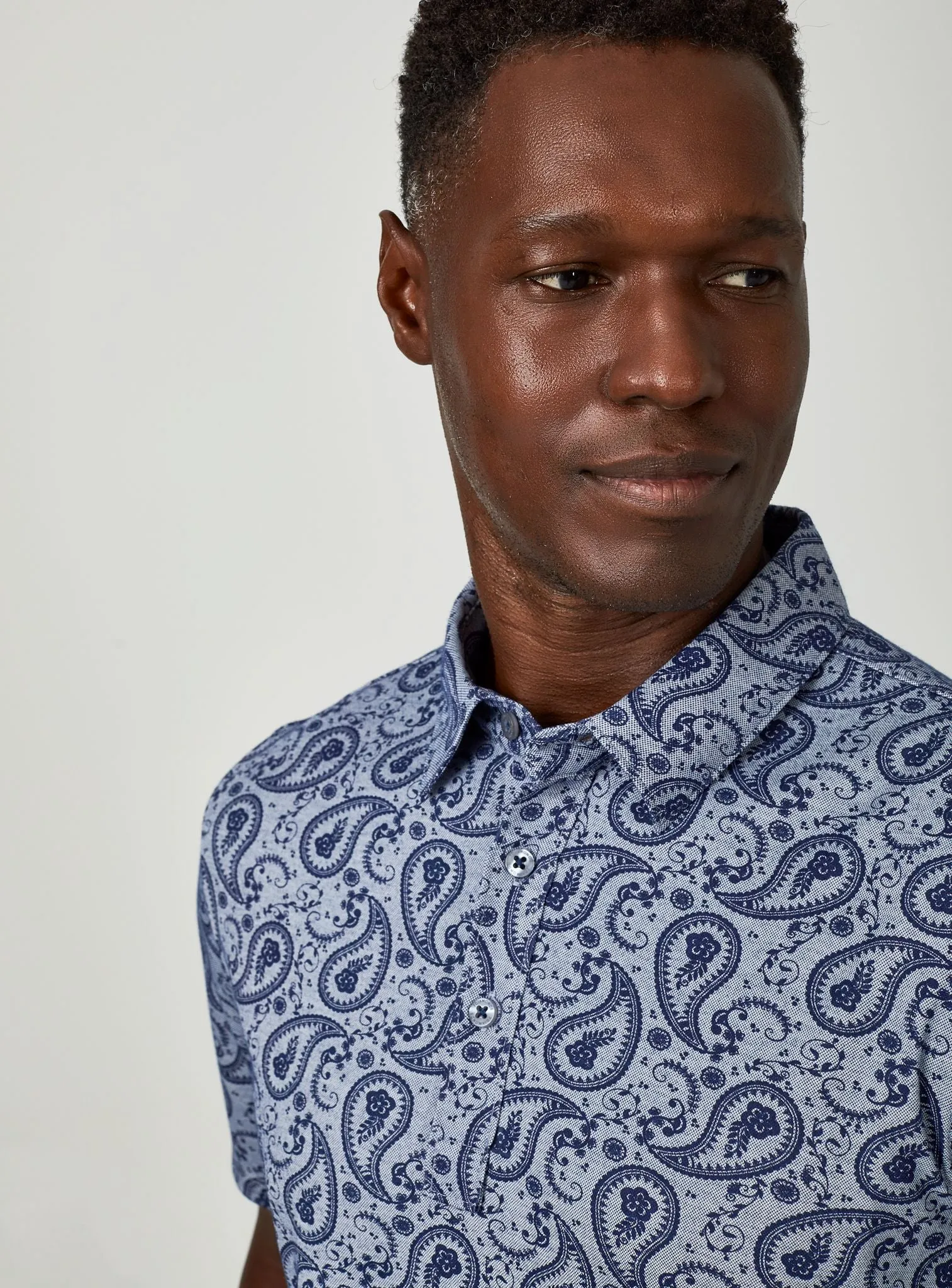 7 Diamonds Palmer Pima Polo In Steel Blue