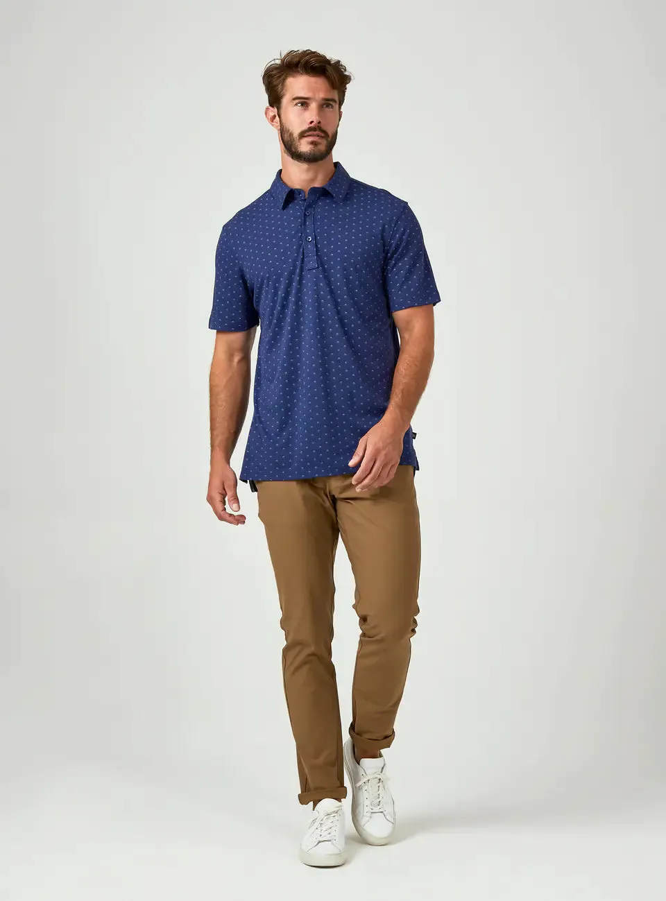 7 Diamonds Relay Pima Polo In Navy