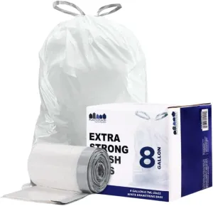 8 Gallon Drawstring Bags - 0.7 Mil - 200/Case