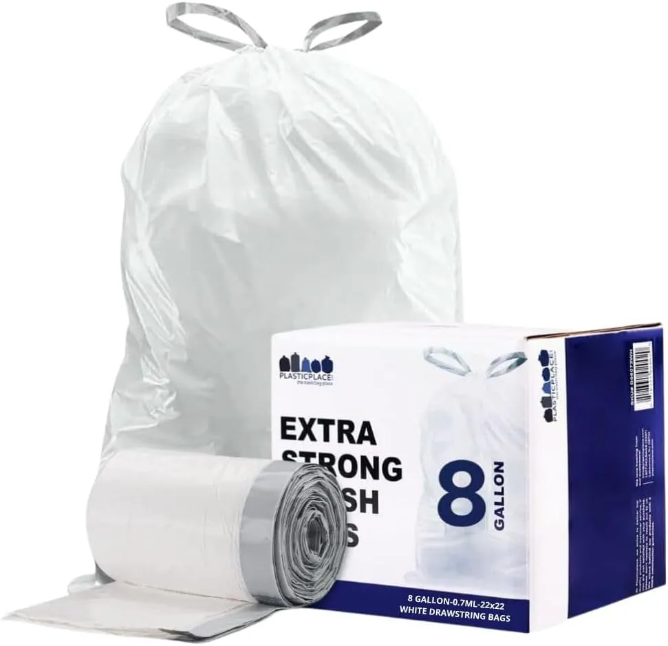 8 Gallon Drawstring Bags - 0.7 Mil - 200/Case