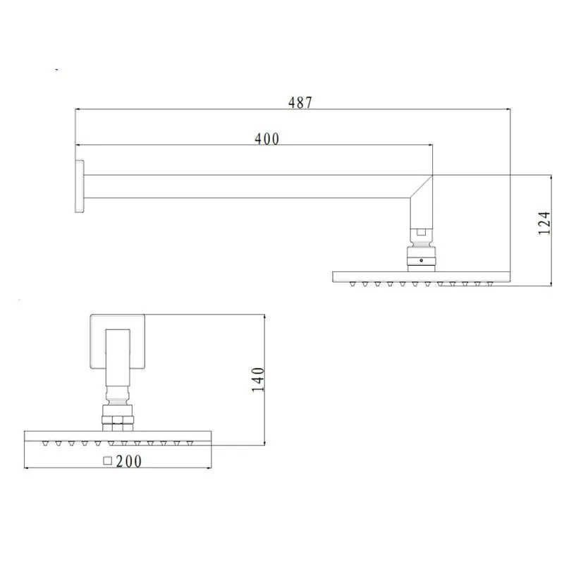Abey Gareth Ashton Brass Horizontal Shower 200mm - Chrome