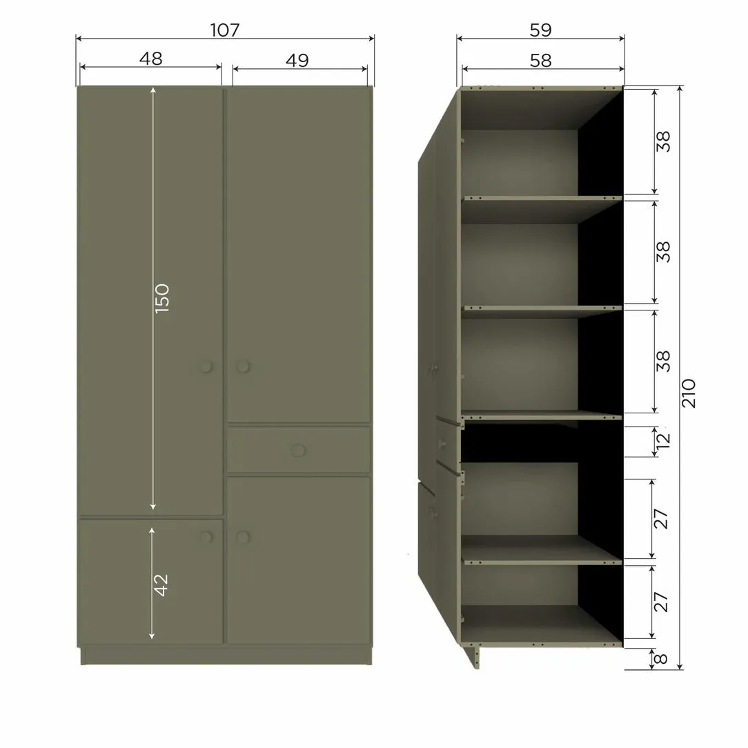 Alfie Forest Pine Wood 2 Doors Wardrobe