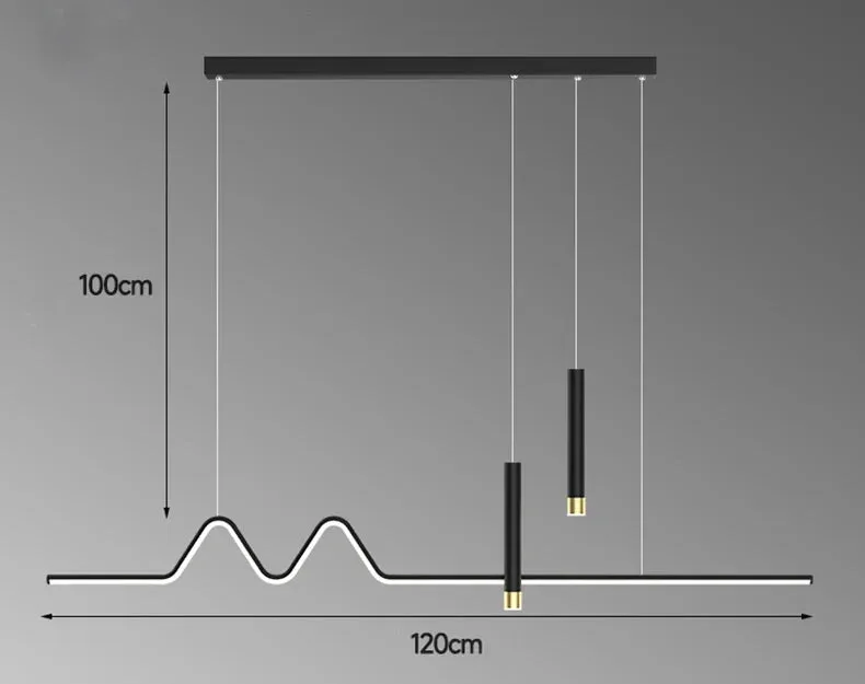 Aminta - Long Modern Thin Multi Head Hanging LED Ceiling Light Chandelier