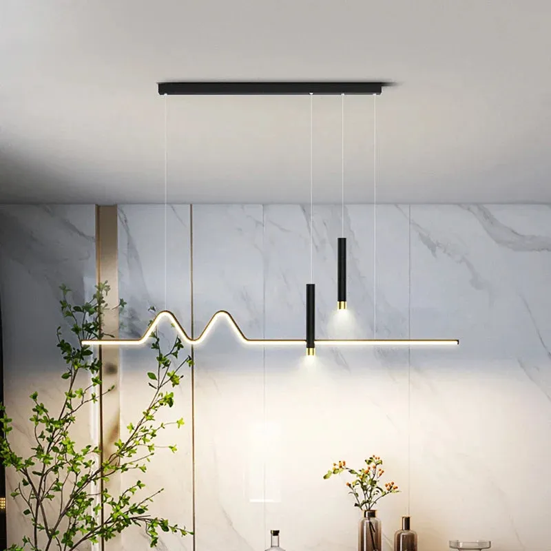 Aminta - Long Modern Thin Multi Head Hanging LED Ceiling Light Chandelier