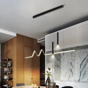 Aminta - Long Modern Thin Multi Head Hanging LED Ceiling Light Chandelier