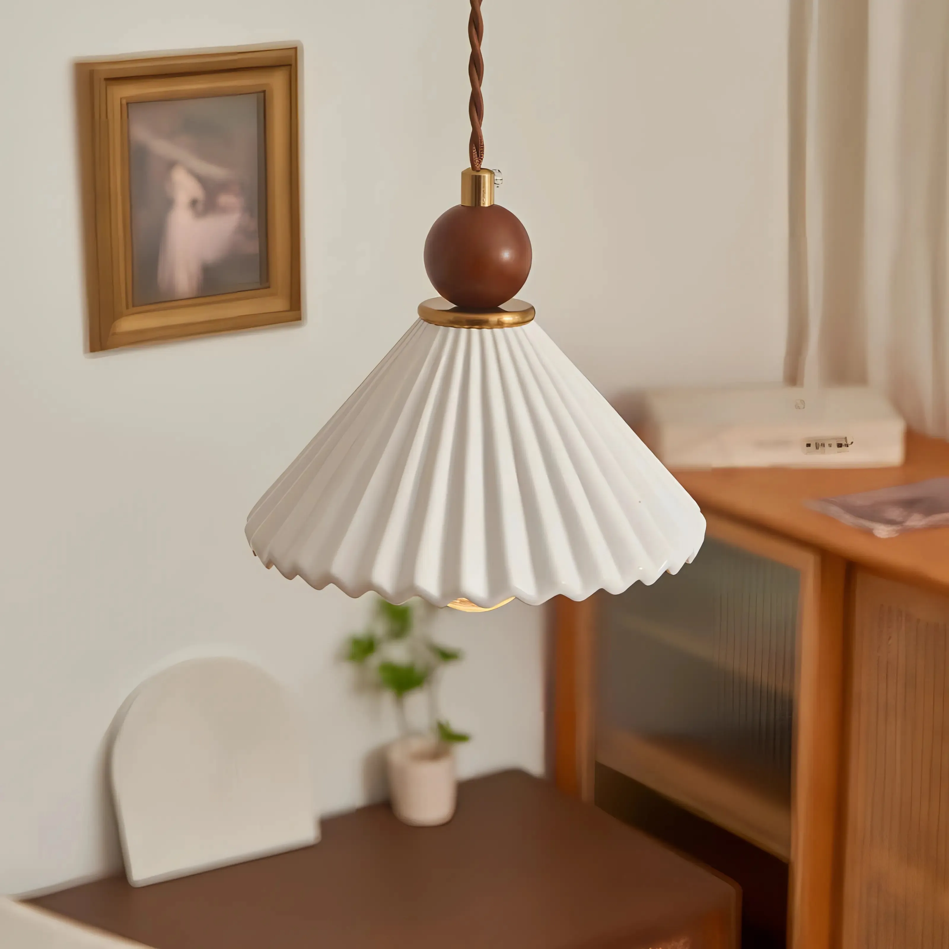 Anselmo - Modern Resin Ceramic Triangular Hanging Pendant Ceiling Light