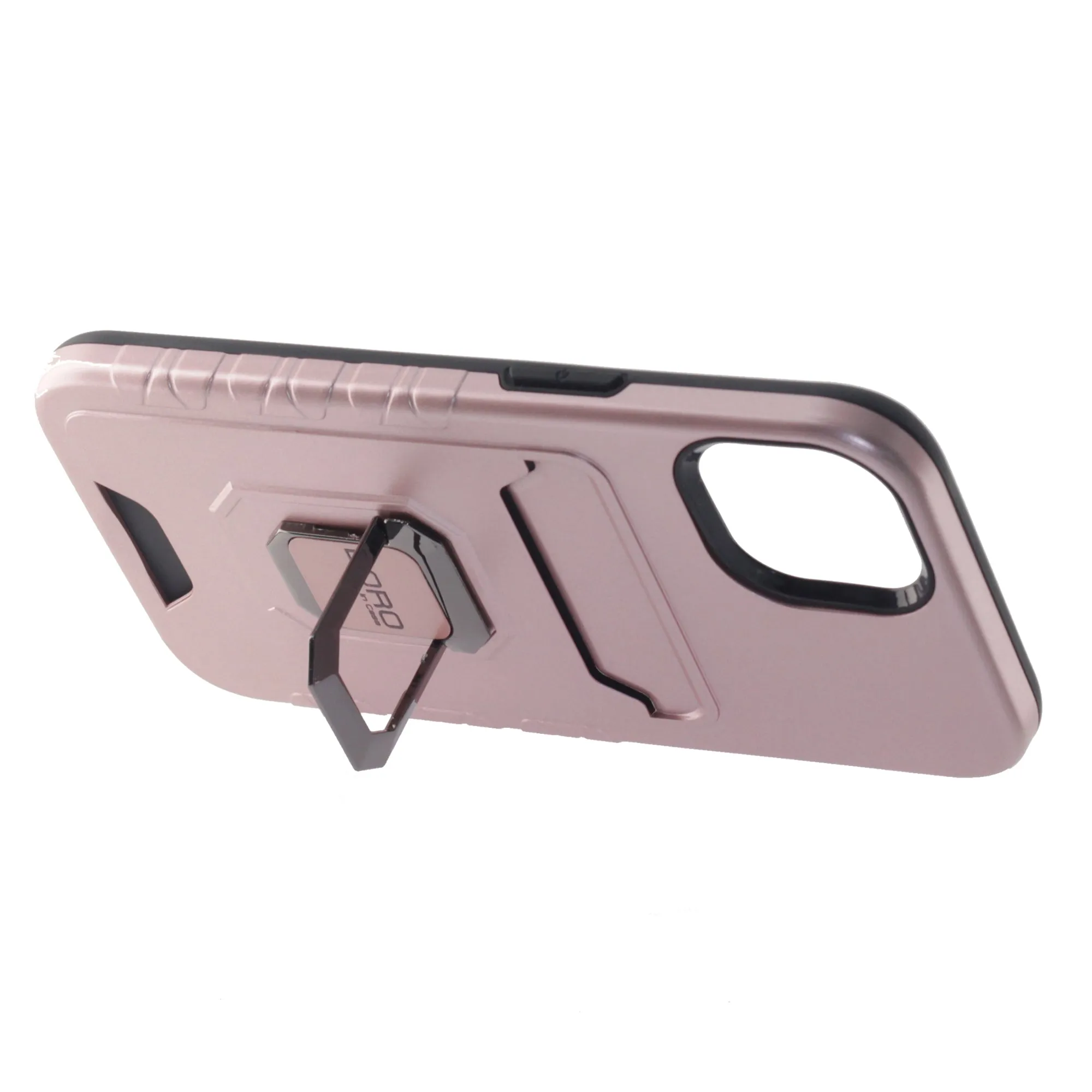Apple iPhone 12 Case/12 Pro, (BORO) Magnetic Ring Armor Case with Card Holder, Color Rose Gold