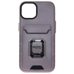 Apple iPhone 12 Case/12 Pro, (BORO) Magnetic Ring Armor Case with Card Holder, Color Rose Gold