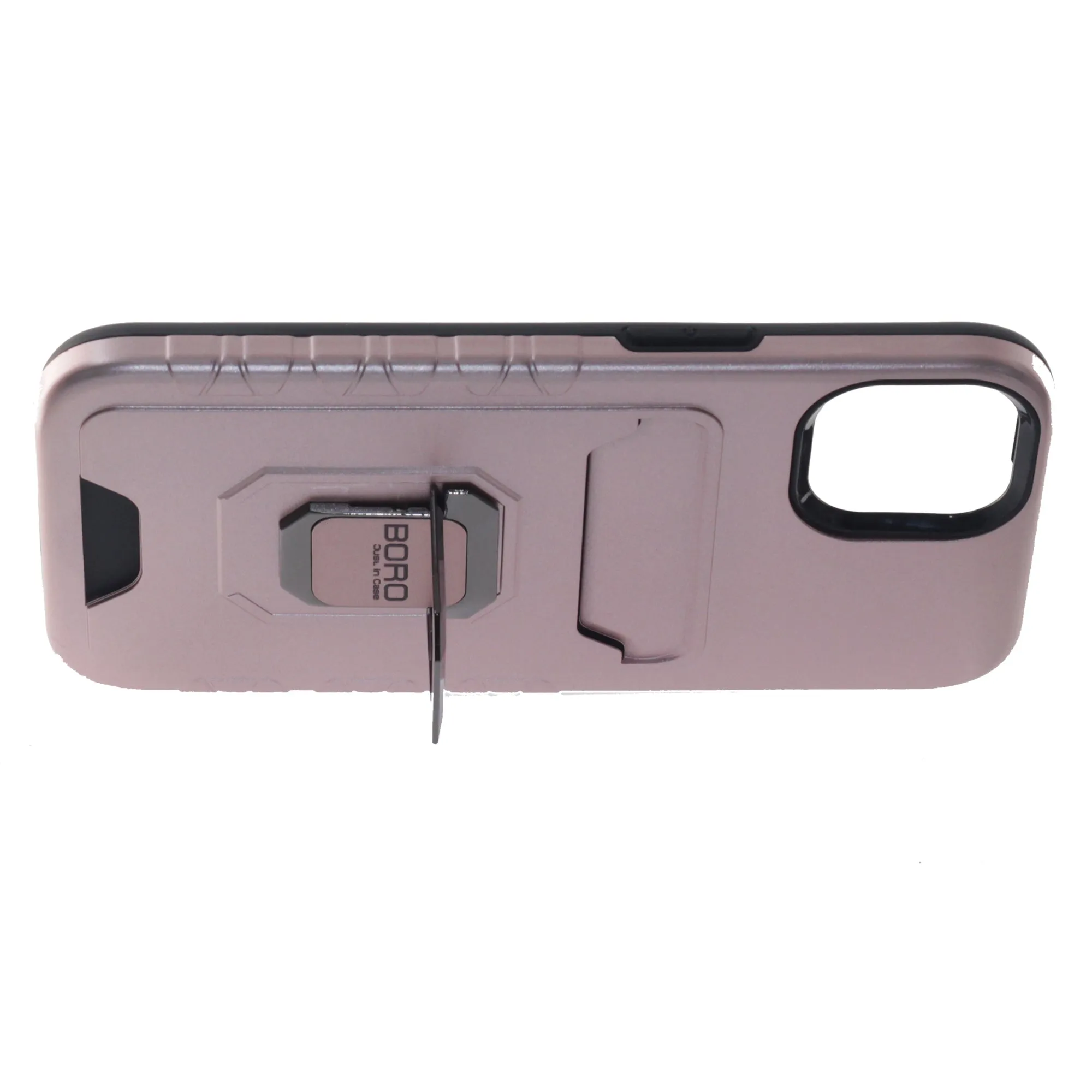 Apple iPhone 12 Case/12 Pro, (BORO) Magnetic Ring Armor Case with Card Holder, Color Rose Gold