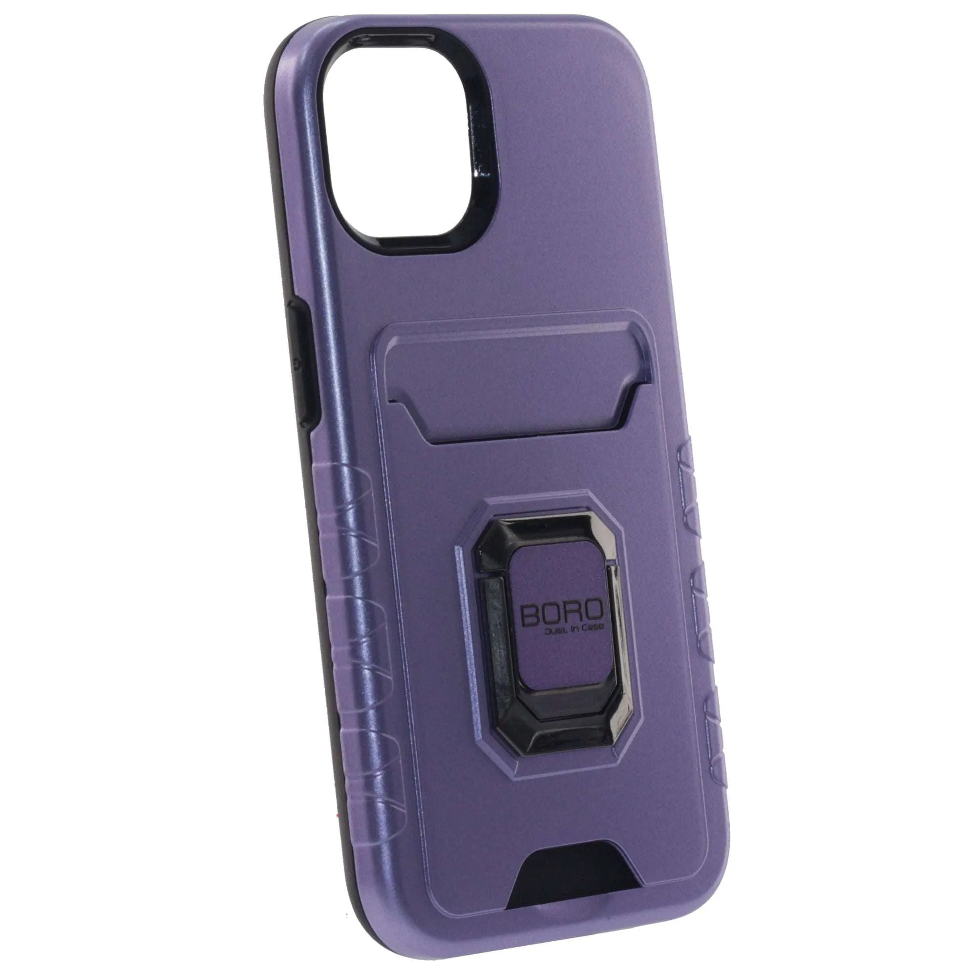Apple iPhone 12 Case/12 Pro Case, (BORO) Magnetic Ring Armor Case with Card Holder, Color Purple