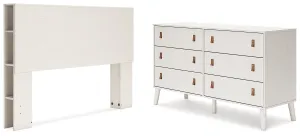 Aprilyn Queen Bookcase Headboard with Dresser in White