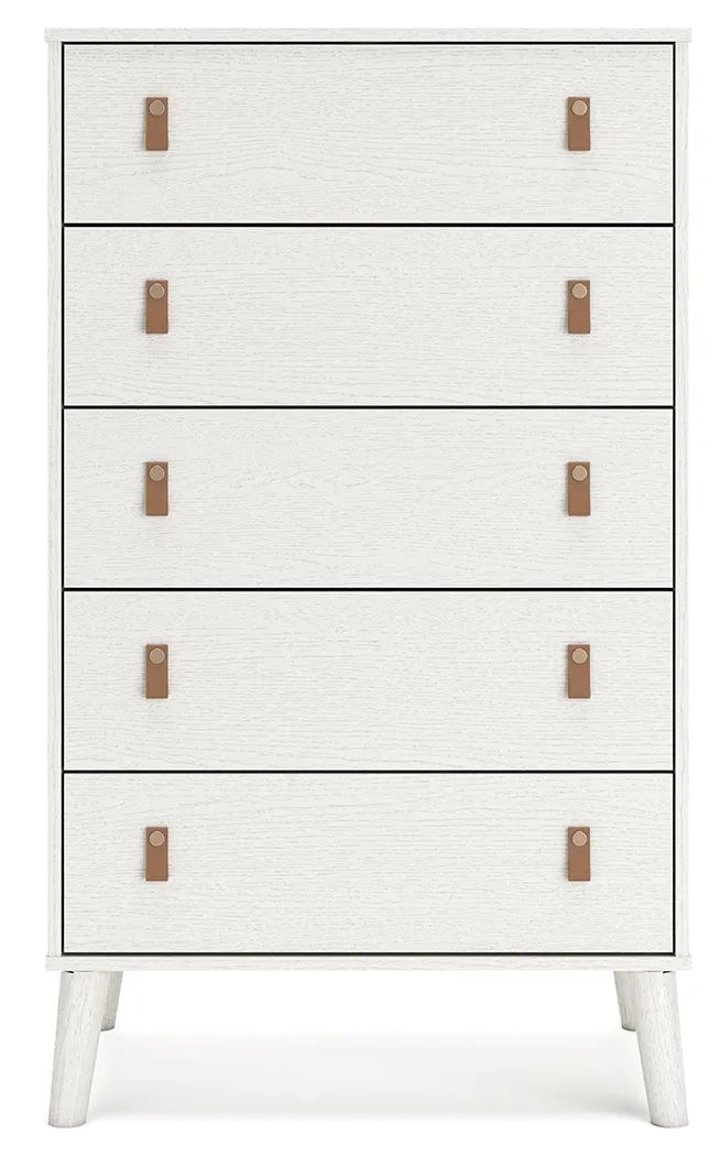 Aprilyn Twin Panel Headboard with Dresser, Chest and Nightstand in White