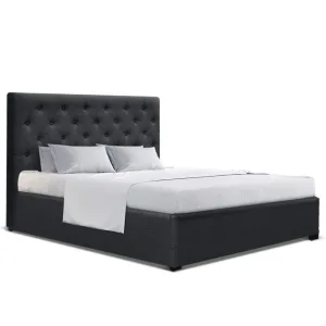 Artiss Bed Frame Double Size Gas Lift Base With Storage Fabric Charcoal Vila