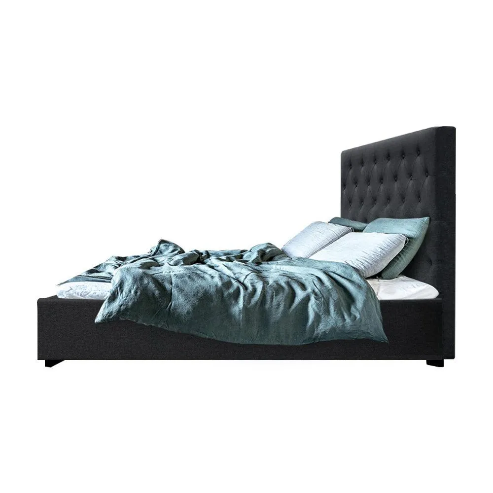 Artiss Bed Frame Double Size Gas Lift Base With Storage Fabric Charcoal Vila