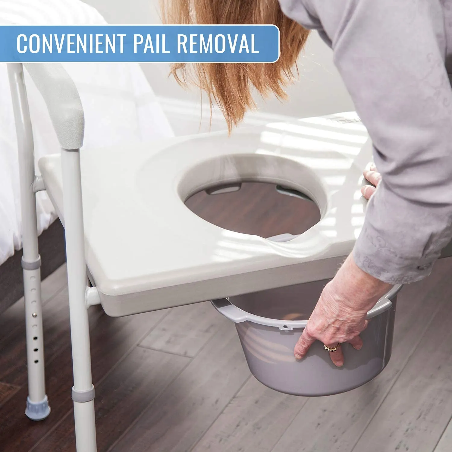 Bedside Commode Chair Portable Toilet Adjustable from 16.5-23.5 Inches I Meubon