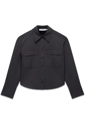 Black Cotton Utility Shirt