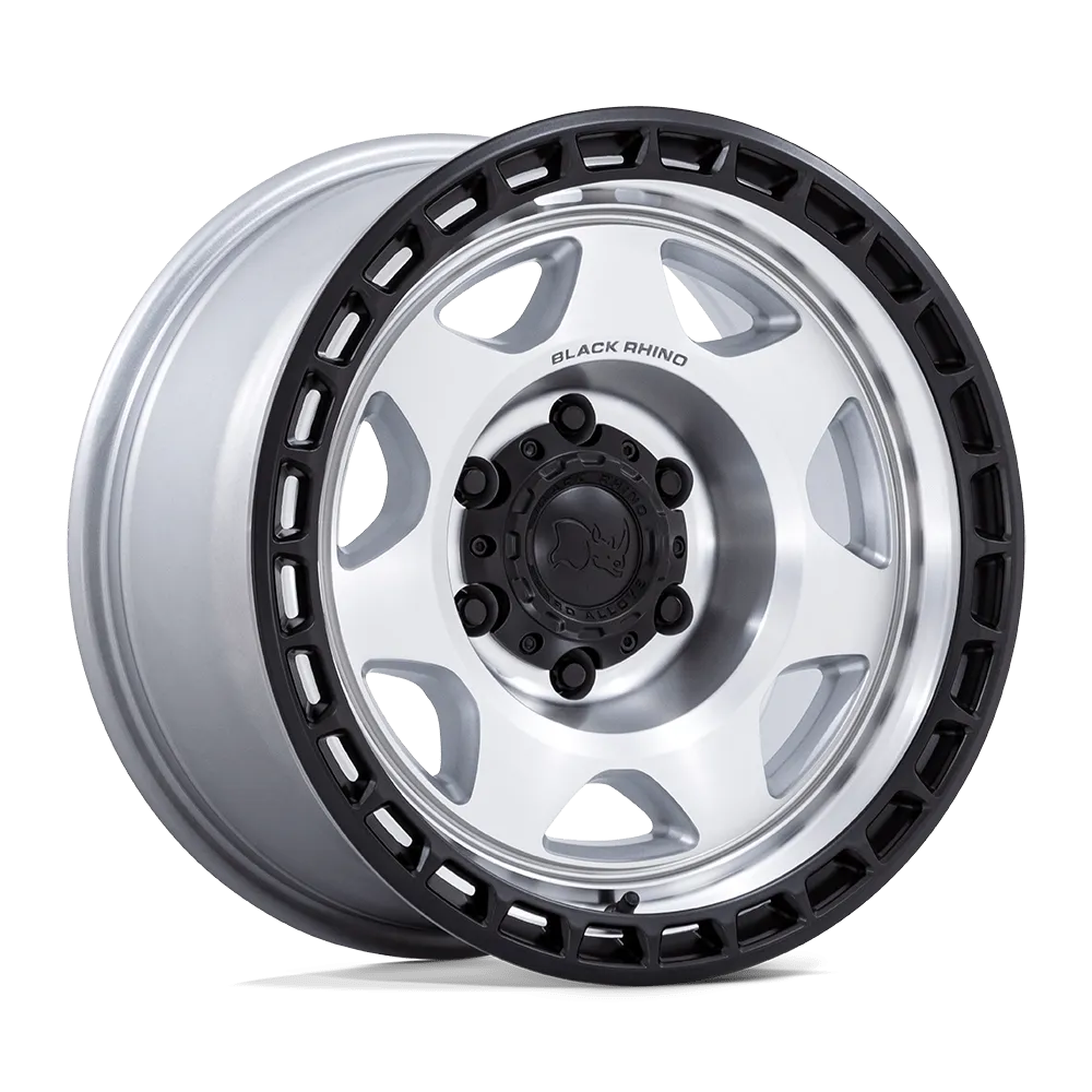 Black Rhino BR018 Voyager 17X8.5 6X139.7 -10mm Silver Machined Face W Matte Black Lip