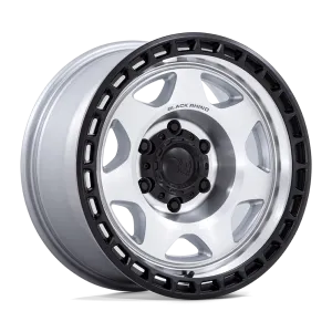 Black Rhino BR018 Voyager 17X8.5 6X139.7 -10mm Silver Machined Face W Matte Black Lip