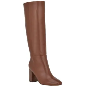 Calvin Klein Womens Arista Leather Block Heel Knee-High Boots