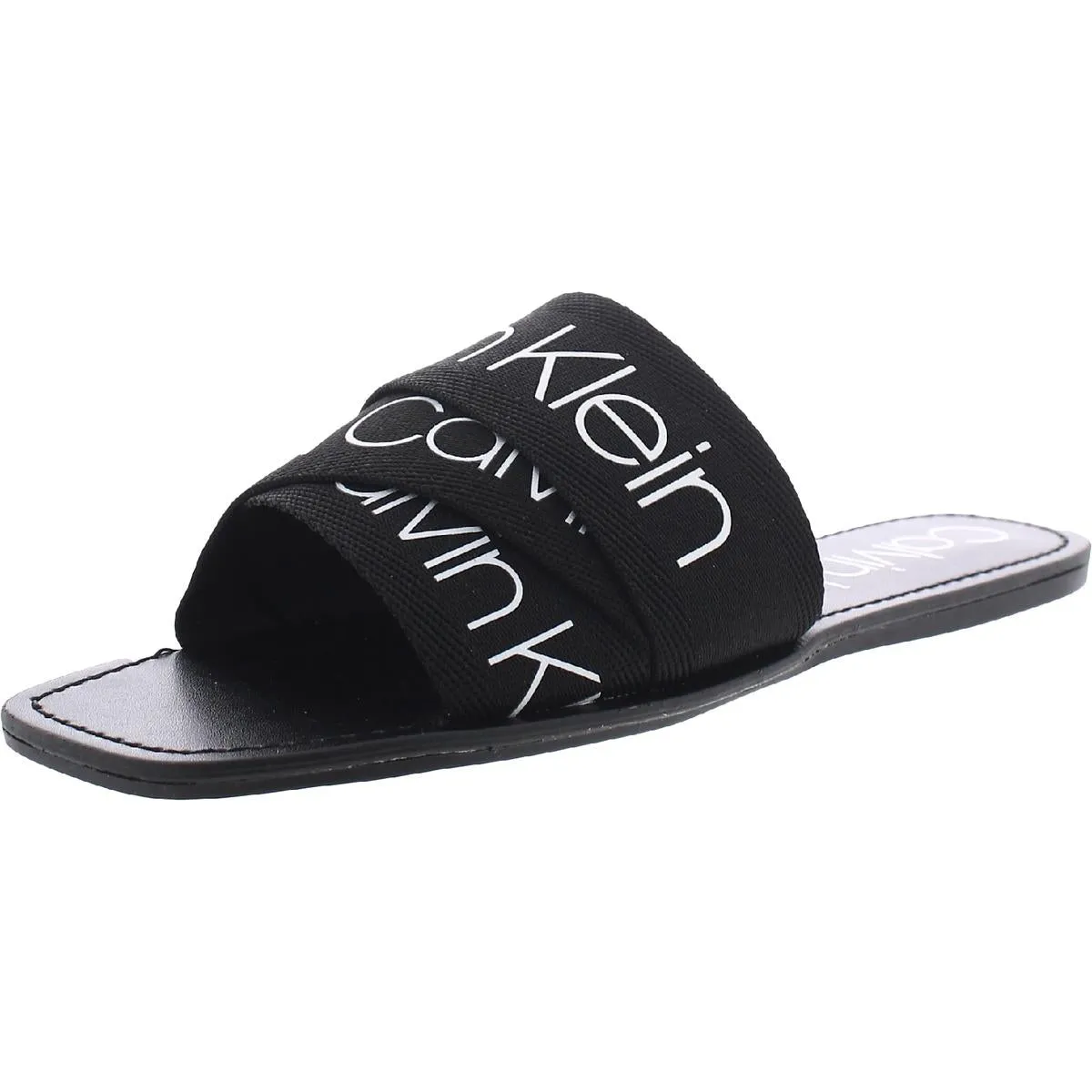 Calvin Klein Womens Bainy Canvas Slides Flat Sandals