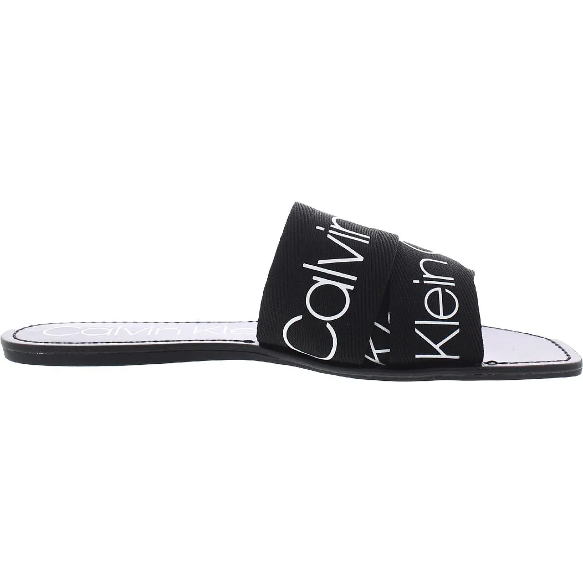 Calvin Klein Womens Bainy Canvas Slides Flat Sandals
