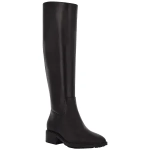 Calvin Klein Womens Botina Leather Zipper Knee-High Boots