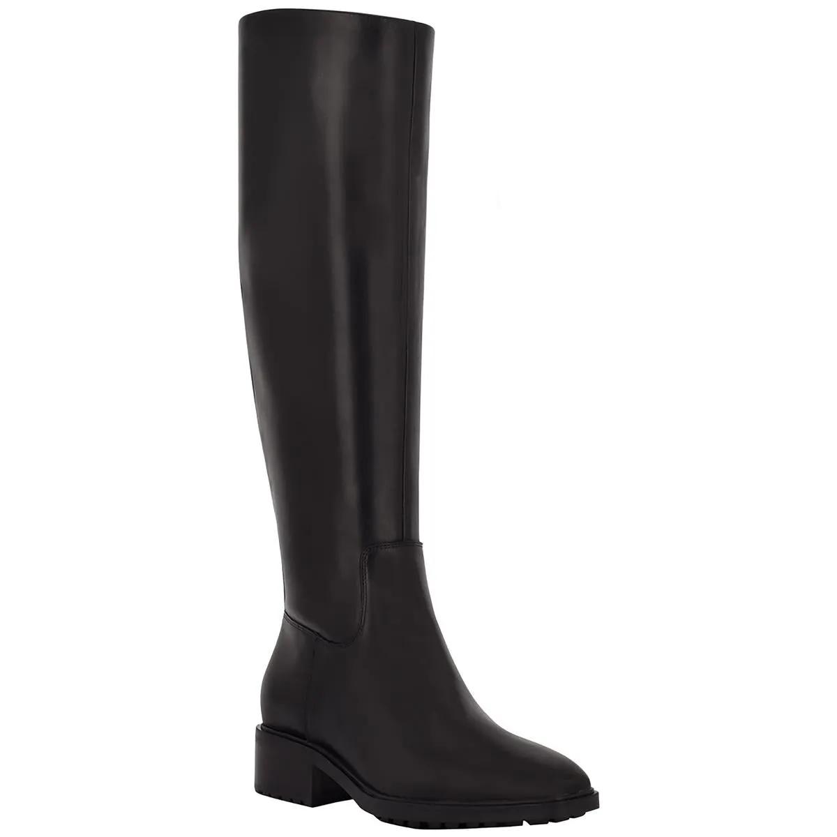 Calvin Klein Womens Botina Leather Zipper Knee-High Boots