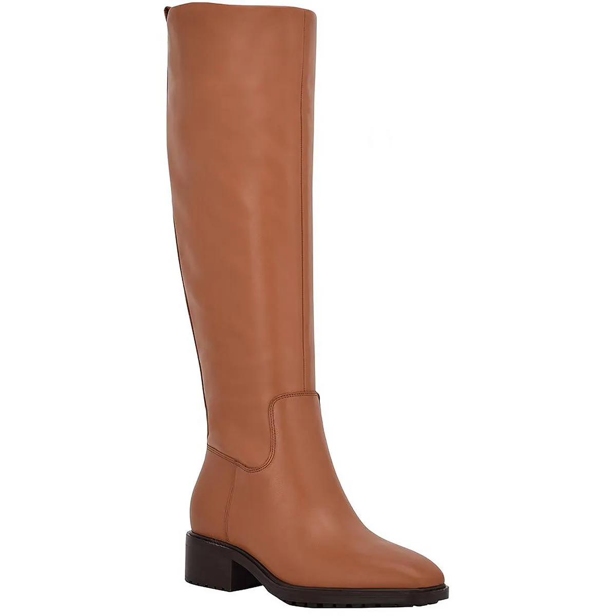 Calvin Klein Womens Botina Leather Zipper Knee-High Boots
