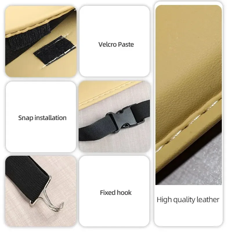 Car Seat Back Organizer Universal Hanging Storage Bag For Auto Pu Leather Cup Phone Tissue Pockets Protector