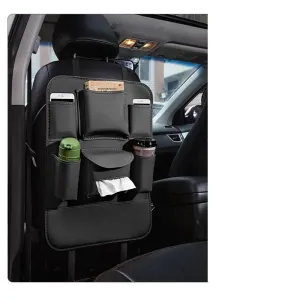 Car Seat Back Organizer Universal Hanging Storage Bag For Auto Pu Leather Cup Phone Tissue Pockets Protector