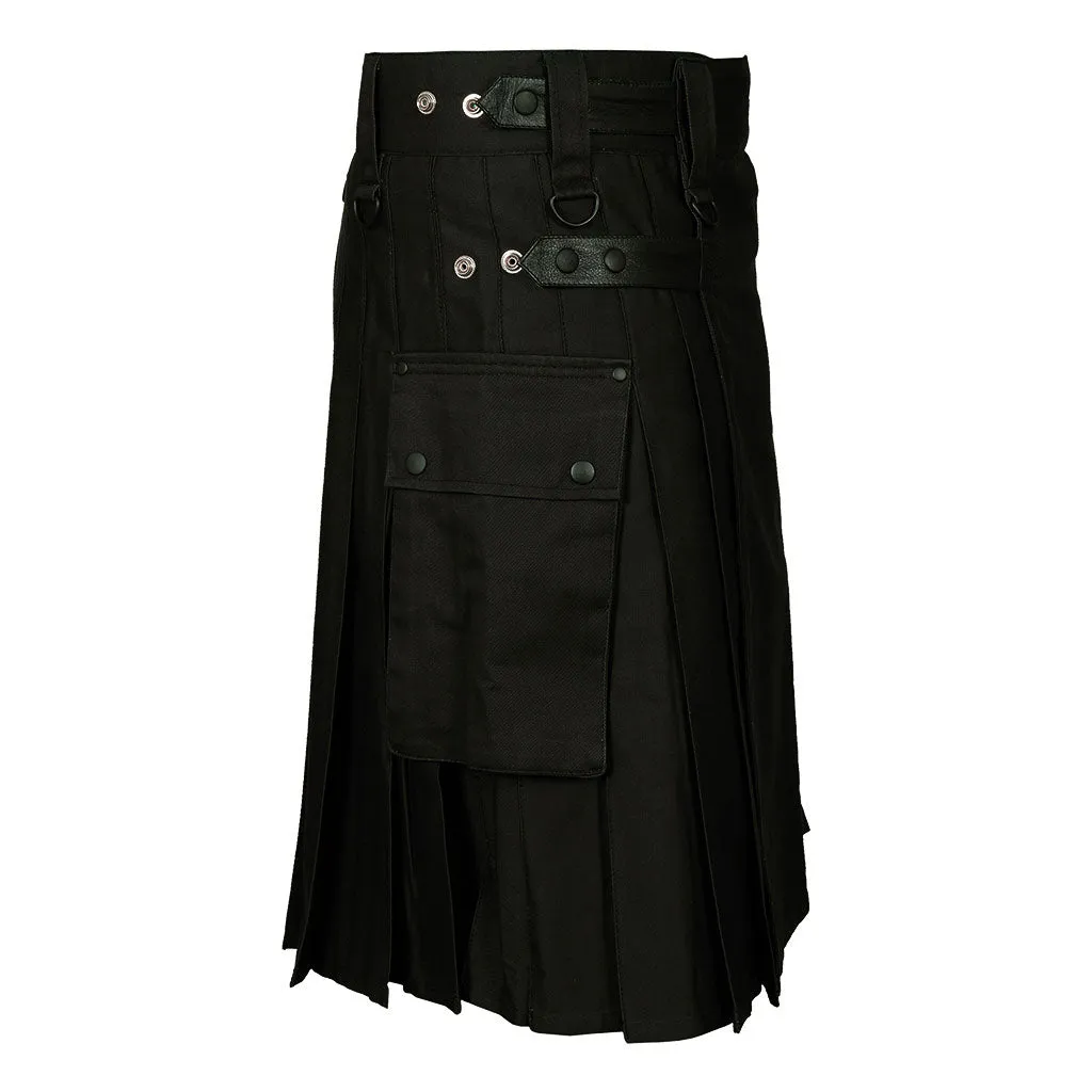 Classic Black Cargo Utility Kilt