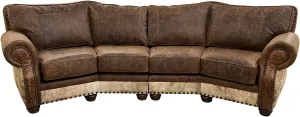 Cognac Pecan Curved Sectional Sofa