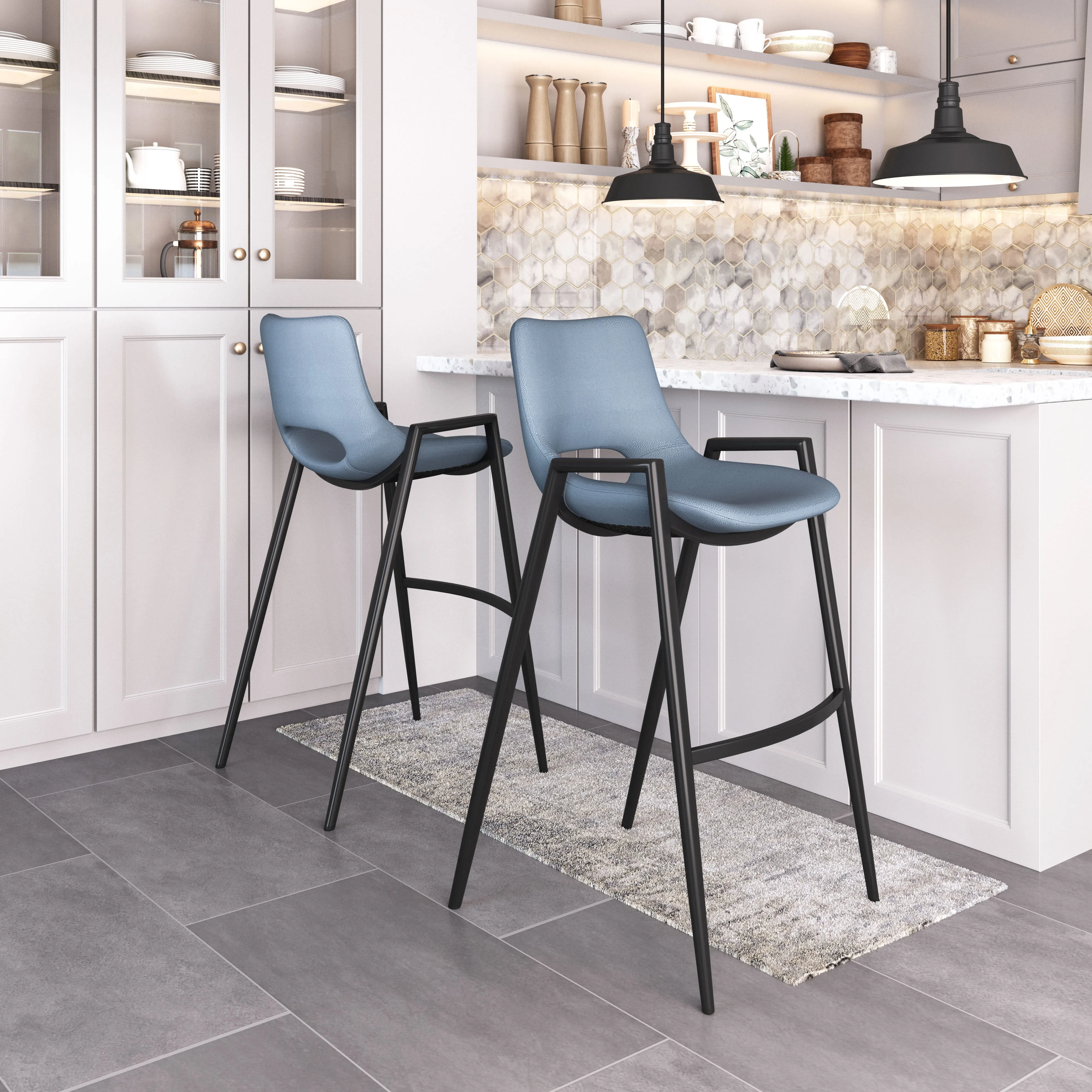 Desi Barstool (Set of 2) Blue