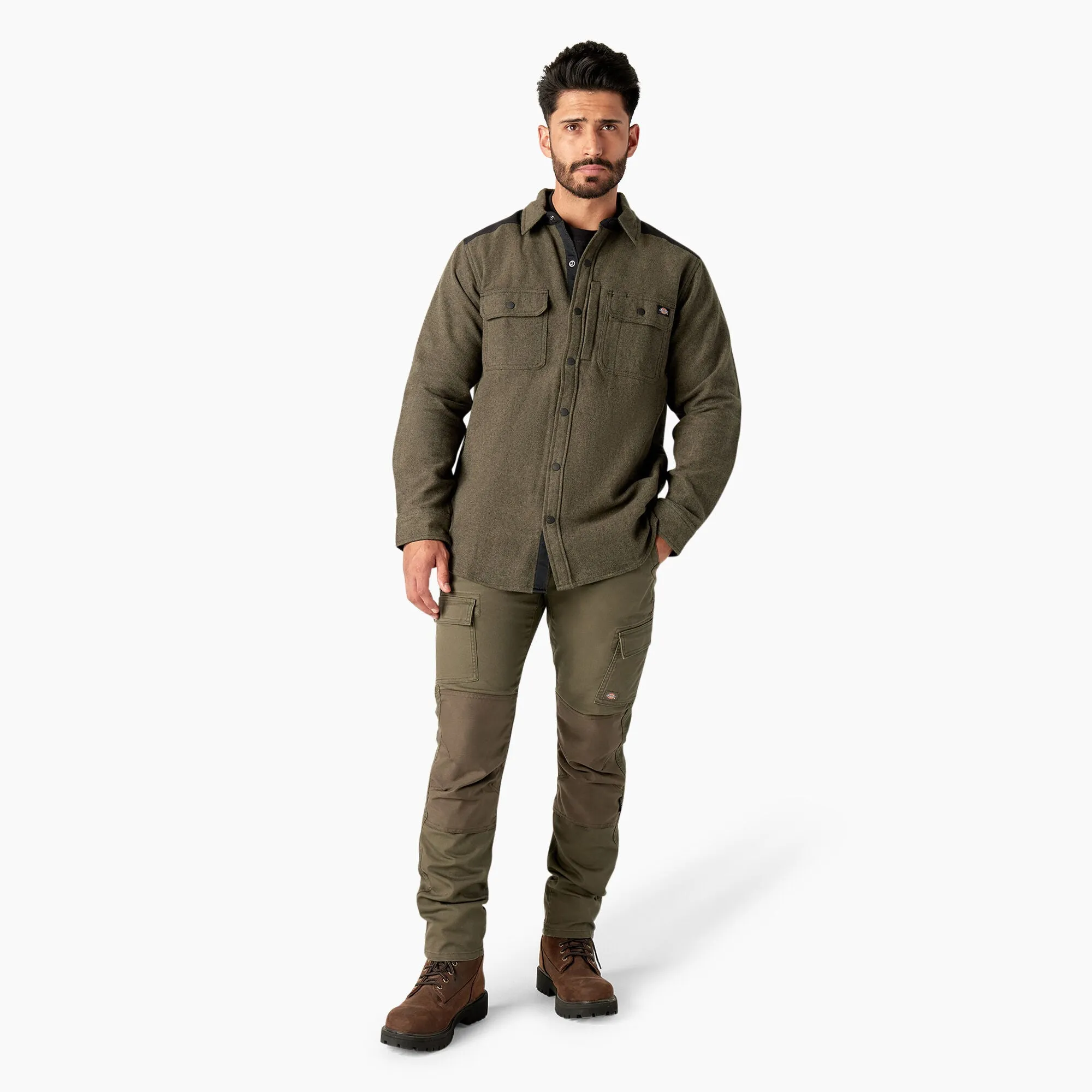 Dickies Men's Performance Snap-Front Long Sleeve Flannel Work Shirt