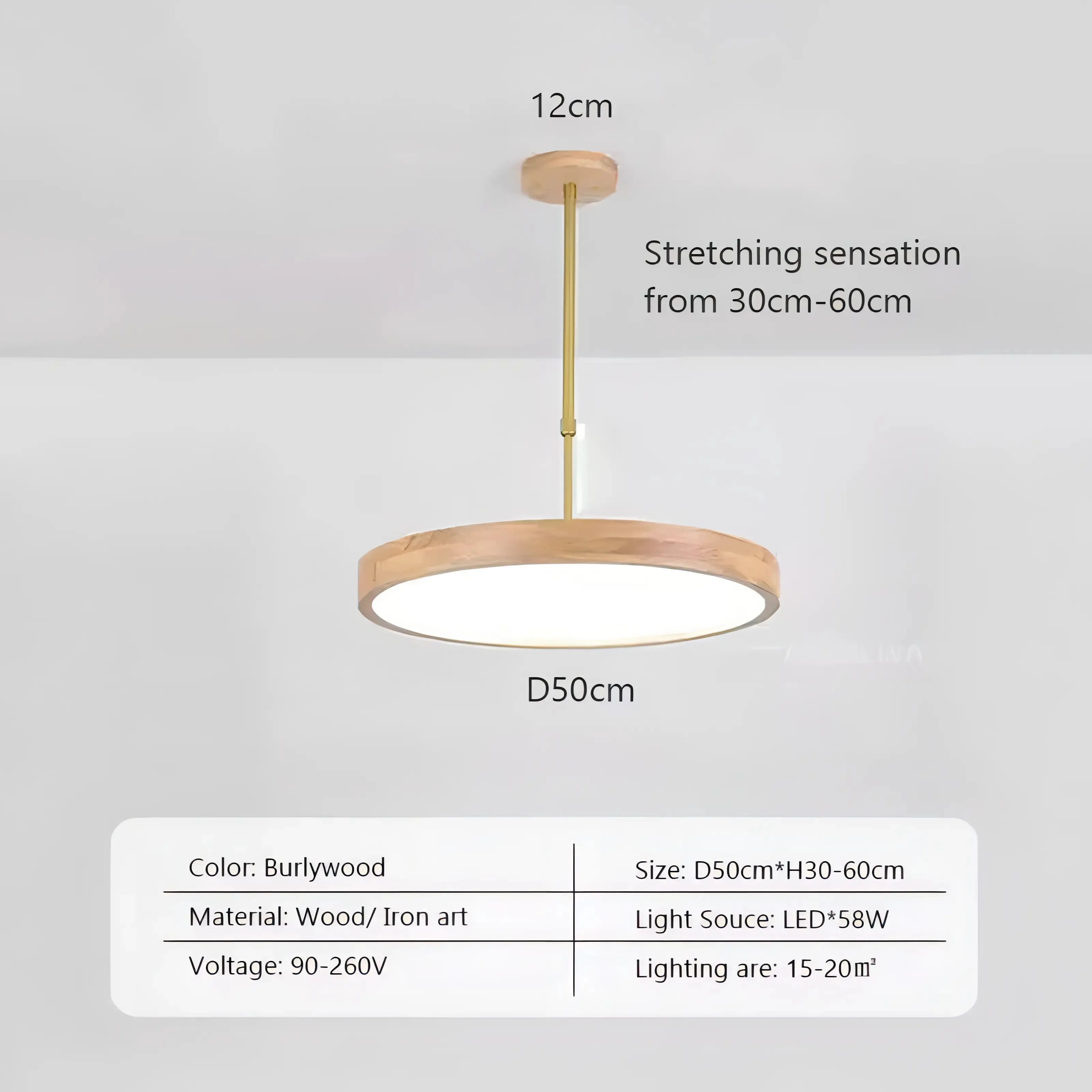 Dulce - Modern Thin Round Wooden Hanging Pendant Ceiling Light