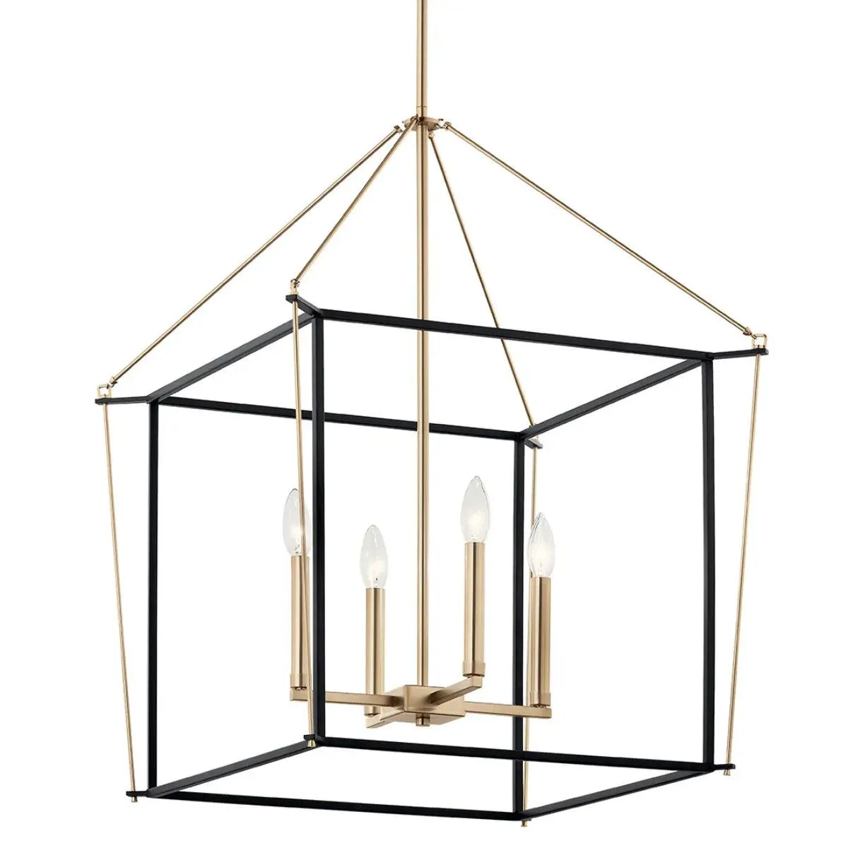 Eisley 30" 4-Light Pendant Light, Black and Champagne Bronze Finish