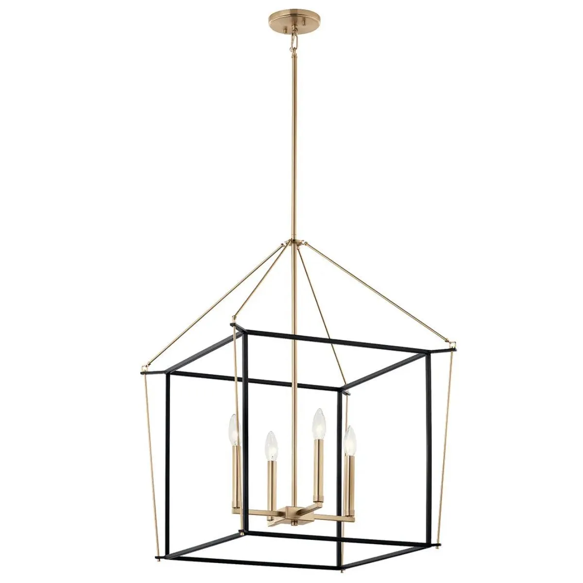 Eisley 30" 4-Light Pendant Light, Black and Champagne Bronze Finish