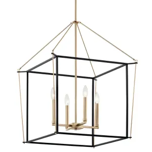 Eisley 30" 4-Light Pendant Light, Black and Champagne Bronze Finish