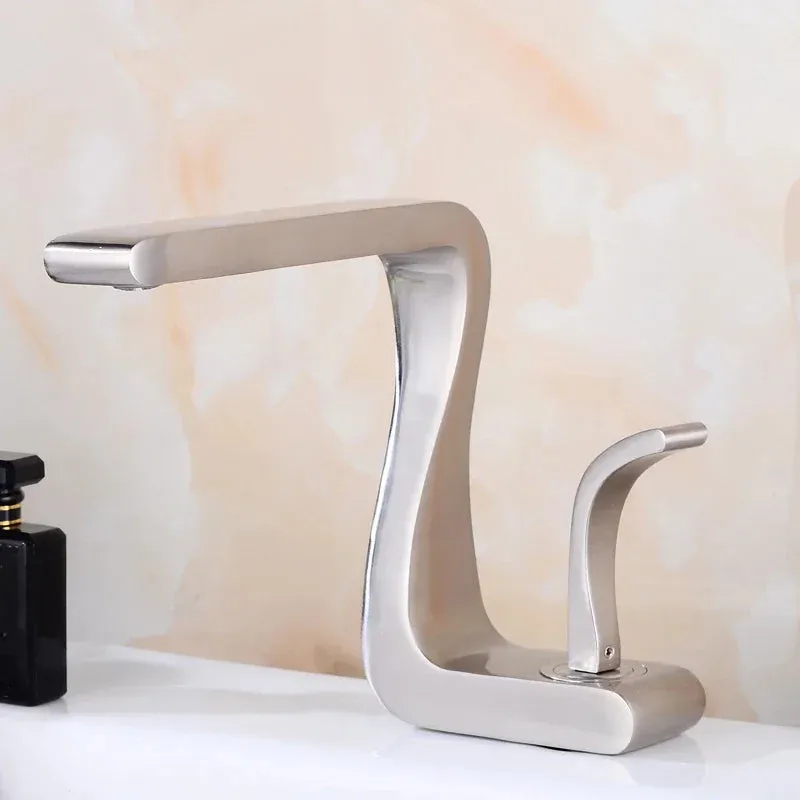 Eleazar - Modern Curved Single Lever Basin Mixer Tap