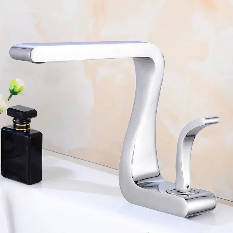 Eleazar - Modern Curved Single Lever Basin Mixer Tap