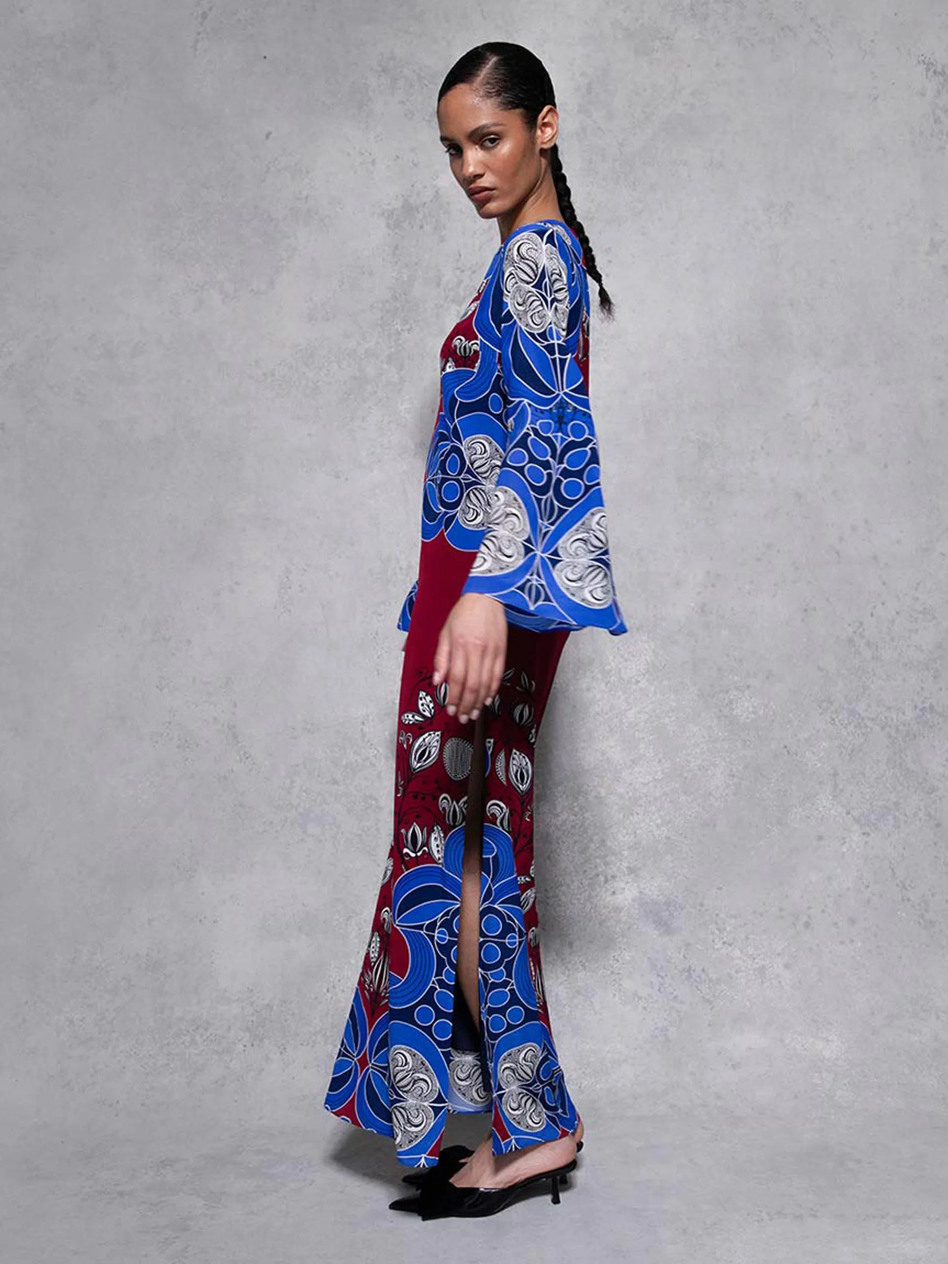Enchantress blue Capucine crepe midi dress