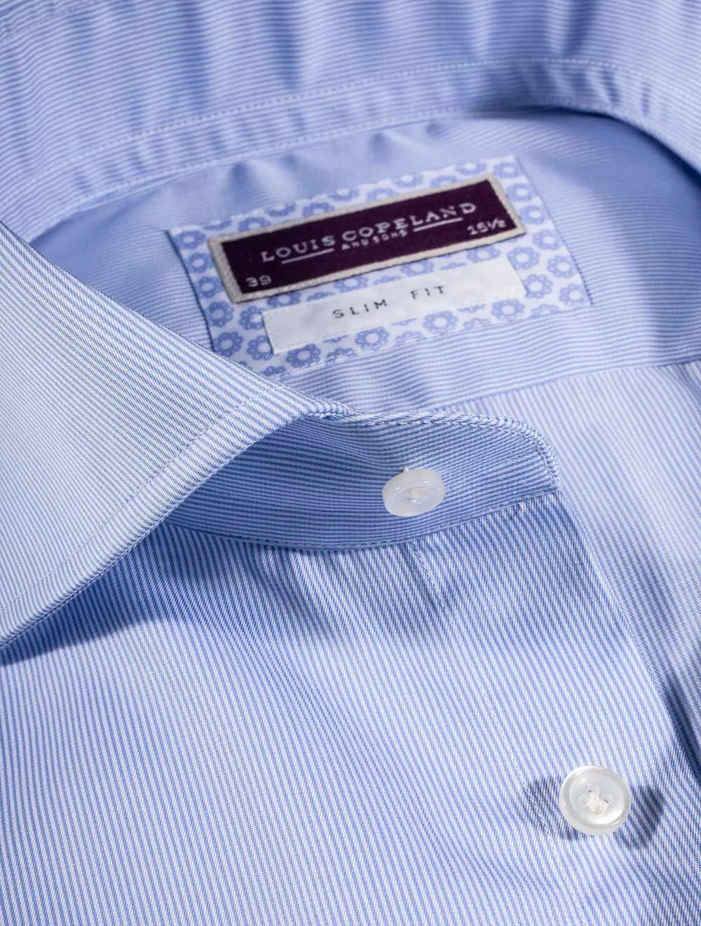 Erne Thomas Mason Blue Hairstripe Slim Fit Shirt Blue